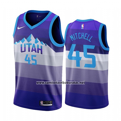 Camiseta Utah Jazz Donovan Mitchell #45 Throwback 2019-20 Violeta